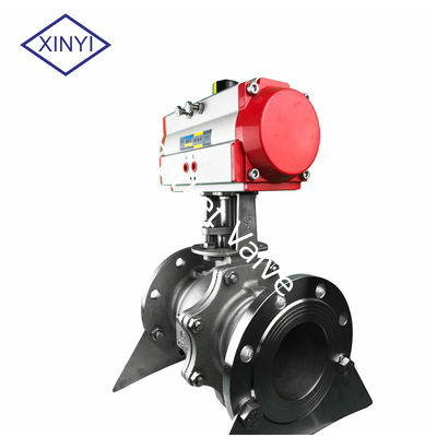 DN15-200 Stainless steel Flanged v type ball valve adjustable pneumatic ball valve pemasok